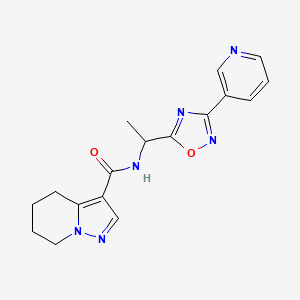 molecular formula C17H18N6O2 B5489847 N-[1-(3-pyridin-3-yl-1,2,4-oxadiazol-5-yl)ethyl]-4,5,6,7-tetrahydropyrazolo[1,5-a]pyridine-3-carboxamide 