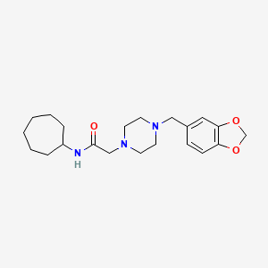 molecular formula C21H31N3O3 B5489854 2-[4-(1,3-benzodioxol-5-ylmethyl)-1-piperazinyl]-N-cycloheptylacetamide 