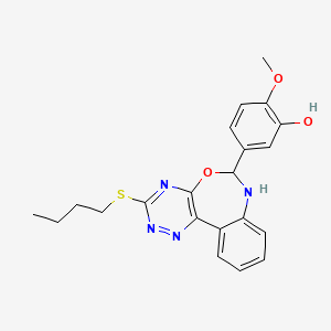 molecular formula C21H22N4O3S B5489889 5-[3-(butylthio)-6,7-dihydro[1,2,4]triazino[5,6-d][3,1]benzoxazepin-6-yl]-2-methoxyphenol 
