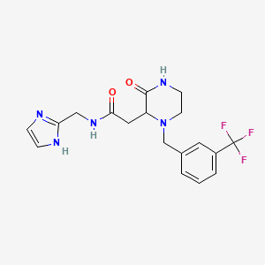 molecular formula C18H20F3N5O2 B5489898 N-(1H-imidazol-2-ylmethyl)-2-{3-oxo-1-[3-(trifluoromethyl)benzyl]-2-piperazinyl}acetamide 