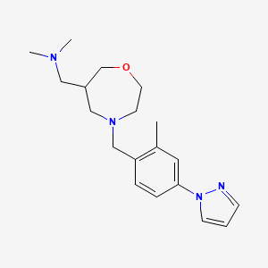molecular formula C19H28N4O B5489902 N,N-dimethyl-1-{4-[2-methyl-4-(1H-pyrazol-1-yl)benzyl]-1,4-oxazepan-6-yl}methanamine 