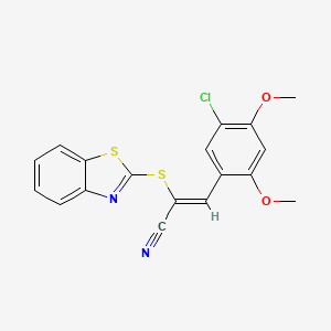 molecular formula C18H13ClN2O2S2 B5489911 2-(1,3-benzothiazol-2-ylthio)-3-(5-chloro-2,4-dimethoxyphenyl)acrylonitrile 