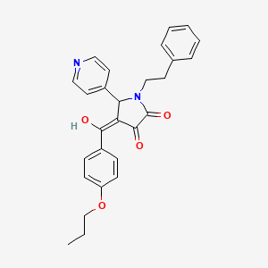 molecular formula C27H26N2O4 B5489913 3-hydroxy-1-(2-phenylethyl)-4-(4-propoxybenzoyl)-5-(4-pyridinyl)-1,5-dihydro-2H-pyrrol-2-one 