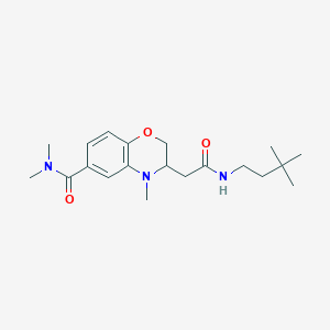 molecular formula C20H31N3O3 B5489916 3-{2-[(3,3-dimethylbutyl)amino]-2-oxoethyl}-N,N,4-trimethyl-3,4-dihydro-2H-1,4-benzoxazine-6-carboxamide 