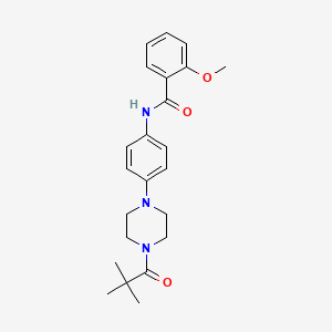 molecular formula C23H29N3O3 B5489933 N-{4-[4-(2,2-dimethylpropanoyl)piperazin-1-yl]phenyl}-2-methoxybenzamide 
