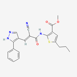 methyl 2-{[2-cyano-3-(3-phenyl-1H-pyrazol-4-yl)acryloyl]amino}-5-propyl-3-thiophenecarboxylate