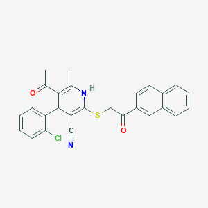 molecular formula C27H21ClN2O2S B5489971 5-acetyl-4-(2-chlorophenyl)-6-methyl-2-{[2-(2-naphthyl)-2-oxoethyl]thio}-1,4-dihydro-3-pyridinecarbonitrile 