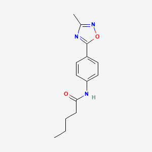molecular formula C14H17N3O2 B5489986 N-[4-(3-methyl-1,2,4-oxadiazol-5-yl)phenyl]pentanamide 