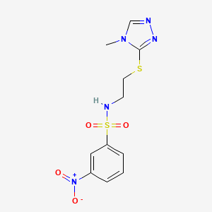 molecular formula C11H13N5O4S2 B5490027 N-{2-[(4-methyl-4H-1,2,4-triazol-3-yl)thio]ethyl}-3-nitrobenzenesulfonamide 