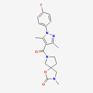 molecular formula C19H21FN4O3 B5490083 7-{[1-(4-fluorophenyl)-3,5-dimethyl-1H-pyrazol-4-yl]carbonyl}-3-methyl-1-oxa-3,7-diazaspiro[4.4]nonan-2-one 
