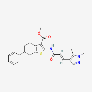molecular formula C24H25N3O3S B5490101 methyl 2-{[3-(1,5-dimethyl-1H-pyrazol-4-yl)acryloyl]amino}-6-phenyl-4,5,6,7-tetrahydro-1-benzothiophene-3-carboxylate 