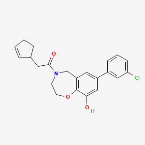 molecular formula C22H22ClNO3 B5490103 7-(3-chlorophenyl)-4-(cyclopent-2-en-1-ylacetyl)-2,3,4,5-tetrahydro-1,4-benzoxazepin-9-ol 