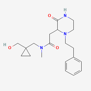 molecular formula C20H29N3O3 B5490203 N-{[1-(hydroxymethyl)cyclopropyl]methyl}-N-methyl-2-[3-oxo-1-(2-phenylethyl)-2-piperazinyl]acetamide 