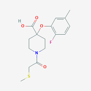 molecular formula C16H20FNO4S B5490213 4-(2-fluoro-5-methylphenoxy)-1-[(methylthio)acetyl]piperidine-4-carboxylic acid 
