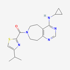molecular formula C18H23N5OS B5490221 N-cyclopropyl-7-[(4-isopropyl-1,3-thiazol-2-yl)carbonyl]-6,7,8,9-tetrahydro-5H-pyrimido[4,5-d]azepin-4-amine 