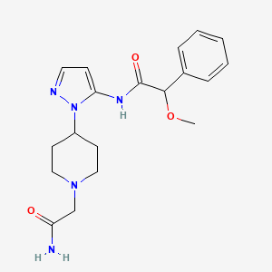 molecular formula C19H25N5O3 B5490258 N-{1-[1-(2-amino-2-oxoethyl)piperidin-4-yl]-1H-pyrazol-5-yl}-2-methoxy-2-phenylacetamide 