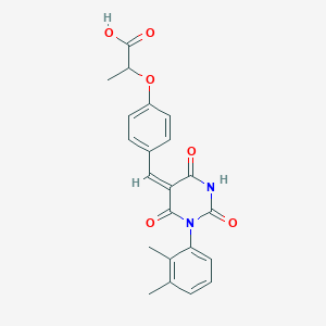 molecular formula C22H20N2O6 B5490275 2-(4-{[1-(2,3-dimethylphenyl)-2,4,6-trioxotetrahydro-5(2H)-pyrimidinylidene]methyl}phenoxy)propanoic acid 