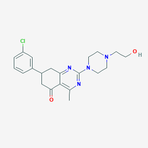 molecular formula C21H25ClN4O2 B5490304 7-(3-chlorophenyl)-2-[4-(2-hydroxyethyl)-1-piperazinyl]-4-methyl-7,8-dihydro-5(6H)-quinazolinone 