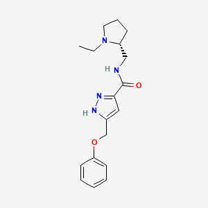 molecular formula C18H24N4O2 B5490310 N-{[(2R)-1-ethylpyrrolidin-2-yl]methyl}-5-(phenoxymethyl)-1H-pyrazole-3-carboxamide 