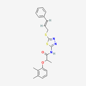 molecular formula C22H23N3O2S2 B5490346 2-(2,3-dimethylphenoxy)-N-{5-[(3-phenyl-2-propen-1-yl)thio]-1,3,4-thiadiazol-2-yl}propanamide 