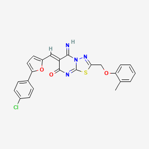 6-{[5-(4-chlorophenyl)-2-furyl]methylene}-5-imino-2-[(2-methylphenoxy)methyl]-5,6-dihydro-7H-[1,3,4]thiadiazolo[3,2-a]pyrimidin-7-one