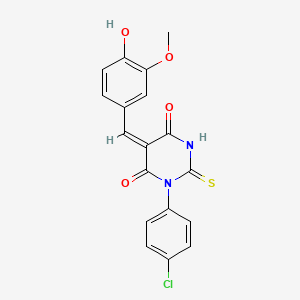 molecular formula C18H13ClN2O4S B5490447 1-(4-chlorophenyl)-5-(4-hydroxy-3-methoxybenzylidene)-2-thioxodihydro-4,6(1H,5H)-pyrimidinedione 