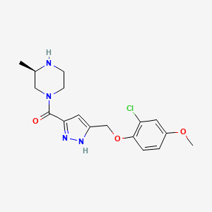 molecular formula C17H21ClN4O3 B5490466 (3R)-1-({5-[(2-chloro-4-methoxyphenoxy)methyl]-1H-pyrazol-3-yl}carbonyl)-3-methylpiperazine 