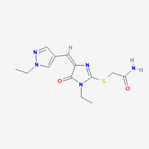molecular formula C13H17N5O2S B5490597 2-({1-ethyl-4-[(1-ethyl-1H-pyrazol-4-yl)methylene]-5-oxo-4,5-dihydro-1H-imidazol-2-yl}thio)acetamide 