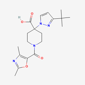 4-(3-tert-butyl-1H-pyrazol-1-yl)-1-[(2,4-dimethyl-1,3-oxazol-5-yl)carbonyl]piperidine-4-carboxylic acid