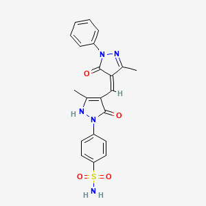 molecular formula C21H19N5O4S B5490613 4-{4-[(5-hydroxy-3-methyl-1-phenyl-1H-pyrazol-4-yl)methylene]-3-methyl-5-oxo-4,5-dihydro-1H-pyrazol-1-yl}benzenesulfonamide 