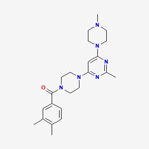 molecular formula C23H32N6O B5490631 4-[4-(3,4-dimethylbenzoyl)-1-piperazinyl]-2-methyl-6-(4-methyl-1-piperazinyl)pyrimidine 