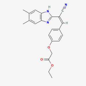 molecular formula C22H21N3O3 B5490679 ethyl {4-[2-cyano-2-(5,6-dimethyl-1H-benzimidazol-2-yl)vinyl]phenoxy}acetate 