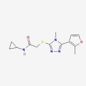 molecular formula C13H16N4O2S B5490685 N-cyclopropyl-2-{[4-methyl-5-(2-methyl-3-furyl)-4H-1,2,4-triazol-3-yl]thio}acetamide 