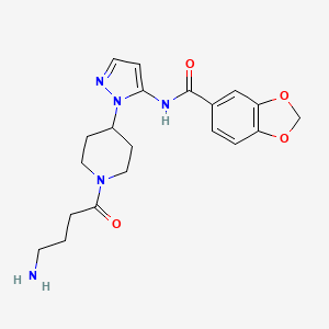 molecular formula C20H25N5O4 B5490736 N-{1-[1-(4-aminobutanoyl)-4-piperidinyl]-1H-pyrazol-5-yl}-1,3-benzodioxole-5-carboxamide hydrochloride 