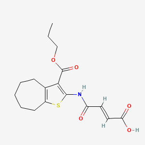 molecular formula C17H21NO5S B5490765 4-oxo-4-{[3-(propoxycarbonyl)-5,6,7,8-tetrahydro-4H-cyclohepta[b]thien-2-yl]amino}-2-butenoic acid 