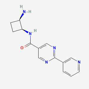 molecular formula C14H15N5O B5490771 N-[(1S*,2R*)-2-aminocyclobutyl]-2-(3-pyridinyl)-5-pyrimidinecarboxamide 