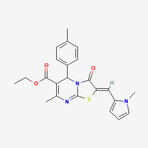 molecular formula C23H23N3O3S B5490816 ethyl 7-methyl-5-(4-methylphenyl)-2-[(1-methyl-1H-pyrrol-2-yl)methylene]-3-oxo-2,3-dihydro-5H-[1,3]thiazolo[3,2-a]pyrimidine-6-carboxylate 