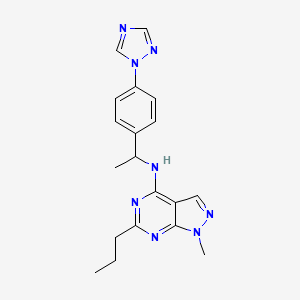 molecular formula C19H22N8 B5490823 1-methyl-6-propyl-N-{1-[4-(1H-1,2,4-triazol-1-yl)phenyl]ethyl}-1H-pyrazolo[3,4-d]pyrimidin-4-amine 
