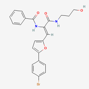 molecular formula C23H21BrN2O4 B5490841 N-(2-[5-(4-bromophenyl)-2-furyl]-1-{[(3-hydroxypropyl)amino]carbonyl}vinyl)benzamide 