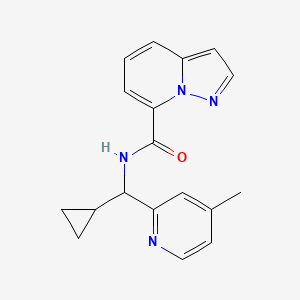 molecular formula C18H18N4O B5490850 N-[cyclopropyl(4-methylpyridin-2-yl)methyl]pyrazolo[1,5-a]pyridine-7-carboxamide 