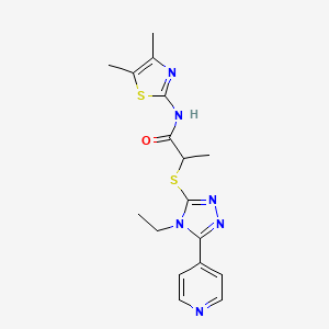 molecular formula C17H20N6OS2 B5490963 N-(4,5-dimethyl-1,3-thiazol-2-yl)-2-{[4-ethyl-5-(4-pyridinyl)-4H-1,2,4-triazol-3-yl]thio}propanamide 