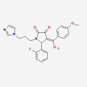 molecular formula C24H22FN3O4 B5490968 5-(2-fluorophenyl)-3-hydroxy-1-[3-(1H-imidazol-1-yl)propyl]-4-(4-methoxybenzoyl)-1,5-dihydro-2H-pyrrol-2-one 