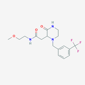 molecular formula C17H22F3N3O3 B5491003 N-(2-methoxyethyl)-2-{3-oxo-1-[3-(trifluoromethyl)benzyl]-2-piperazinyl}acetamide 