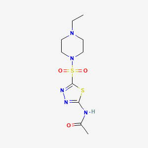 molecular formula C10H17N5O3S2 B5491022 N-{5-[(4-ethyl-1-piperazinyl)sulfonyl]-1,3,4-thiadiazol-2-yl}acetamide 