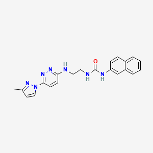 molecular formula C21H21N7O B5491031 N-(2-{[6-(3-methyl-1H-pyrazol-1-yl)-3-pyridazinyl]amino}ethyl)-N'-2-naphthylurea 