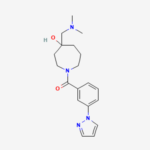 molecular formula C19H26N4O2 B5491037 4-[(dimethylamino)methyl]-1-[3-(1H-pyrazol-1-yl)benzoyl]-4-azepanol 