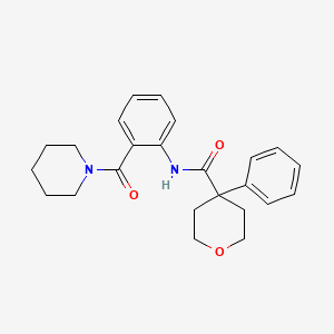 molecular formula C24H28N2O3 B5491048 4-phenyl-N-[2-(1-piperidinylcarbonyl)phenyl]tetrahydro-2H-pyran-4-carboxamide 