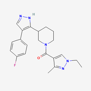 molecular formula C21H24FN5O B5491085 1-[(1-ethyl-3-methyl-1H-pyrazol-4-yl)carbonyl]-3-[4-(4-fluorophenyl)-1H-pyrazol-5-yl]piperidine 