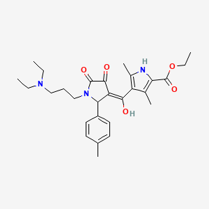 molecular formula C28H37N3O5 B5491087 ethyl 4-{[1-[3-(diethylamino)propyl]-4-hydroxy-2-(4-methylphenyl)-5-oxo-2,5-dihydro-1H-pyrrol-3-yl]carbonyl}-3,5-dimethyl-1H-pyrrole-2-carboxylate 