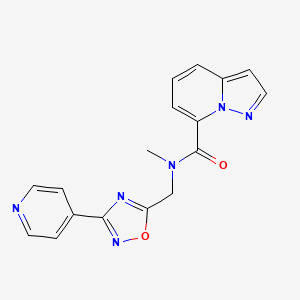 molecular formula C17H14N6O2 B5491101 N-methyl-N-[(3-pyridin-4-yl-1,2,4-oxadiazol-5-yl)methyl]pyrazolo[1,5-a]pyridine-7-carboxamide 